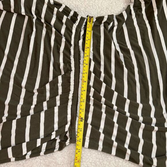 Banana Republic Olive Green Striped Elastic Waist Stretch Dress Medium EUC - Picture 8 of 9